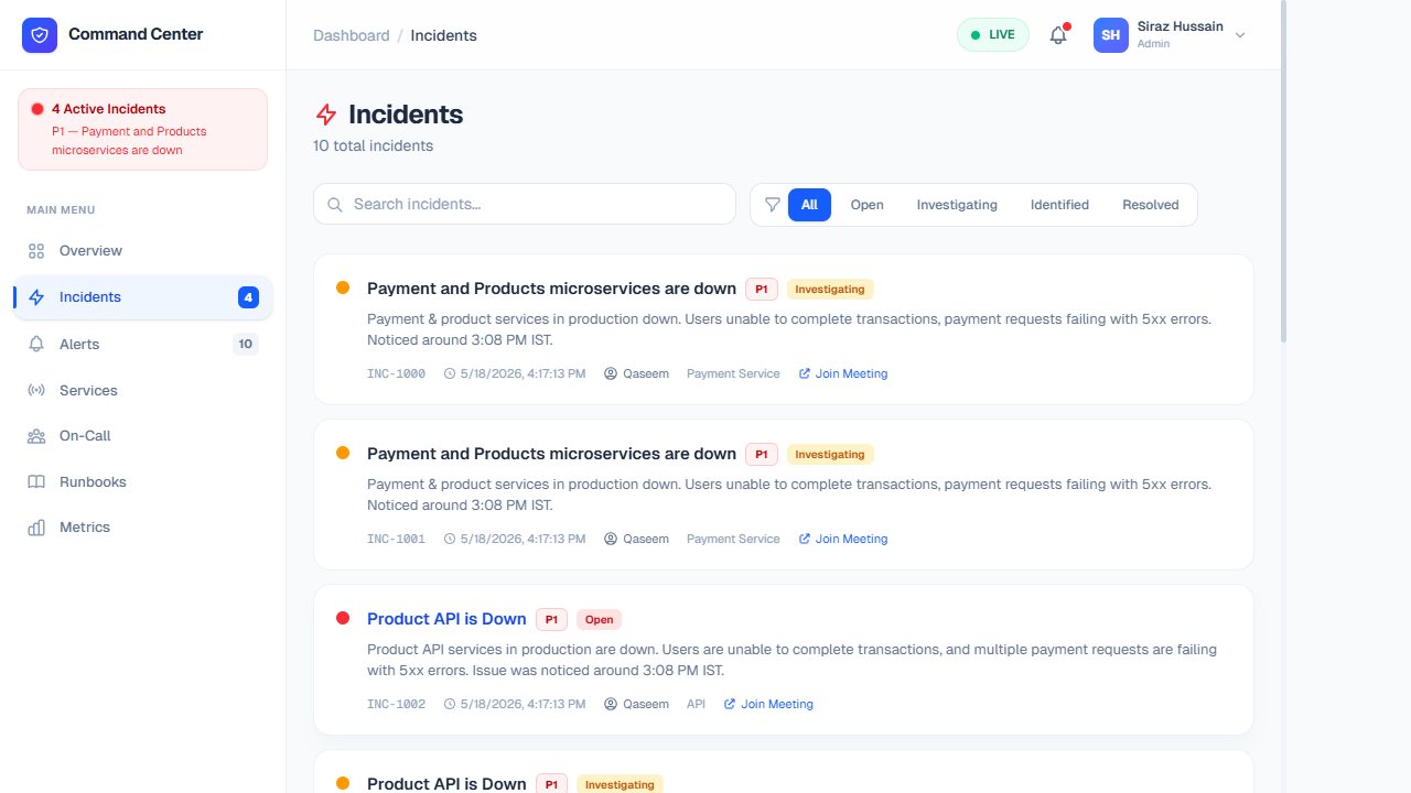 Incidents Tab