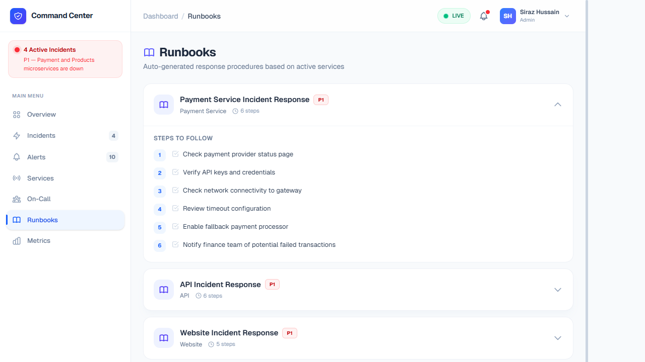 Runbooks Tab